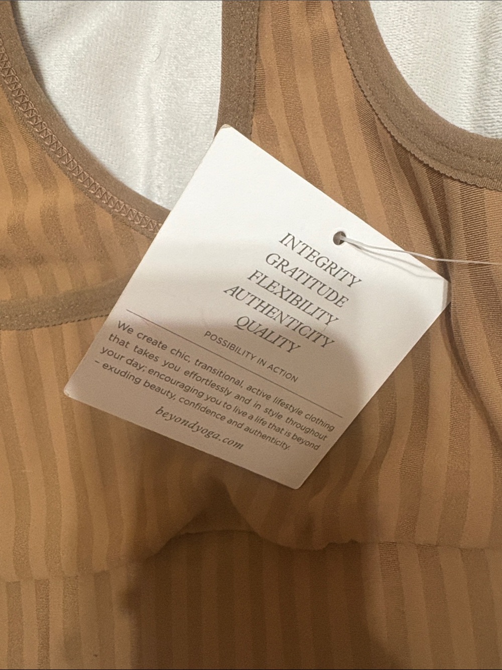 Beyond Yoga Ribbed Brown Striped Racerback Sports Bra - Picture 2 of 5